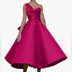 One shoulder cocktail dress.